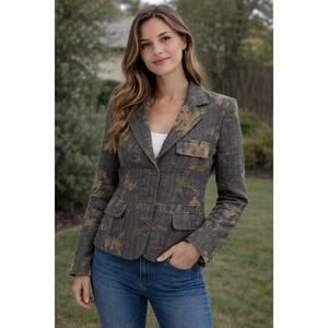 Vintage Catherine Jane Blazer Denim Velvet Floral Button Up 2 Whimsy Goth